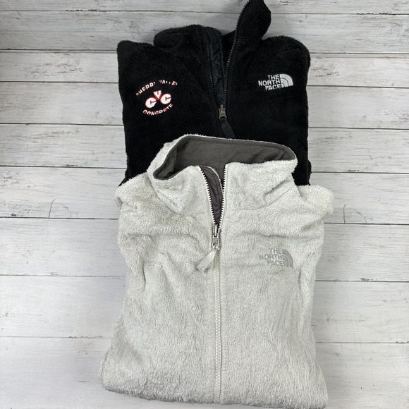 Lot of 2 North Face‎ Womens Small Jacket White Black Full Zip Fleece - Picture 1 of 16